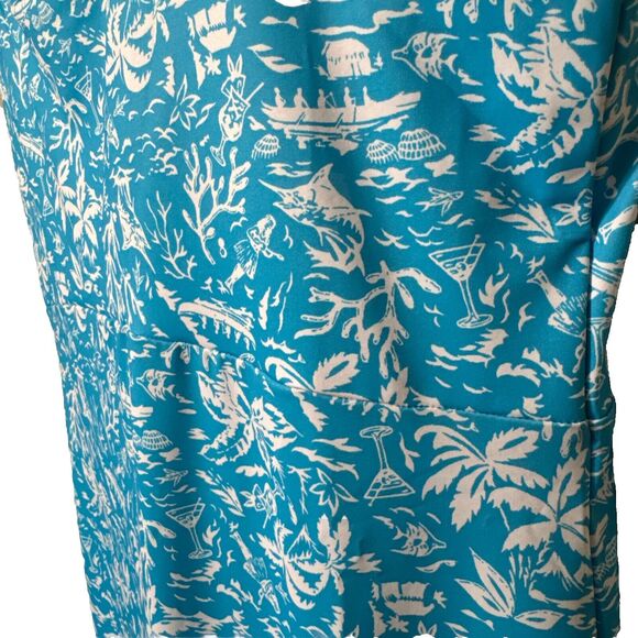 Palm Print Tank Dress Large Blue Sleeveless Vacay Size L PFG Columbia Sportwear - Picture 7 of 13
